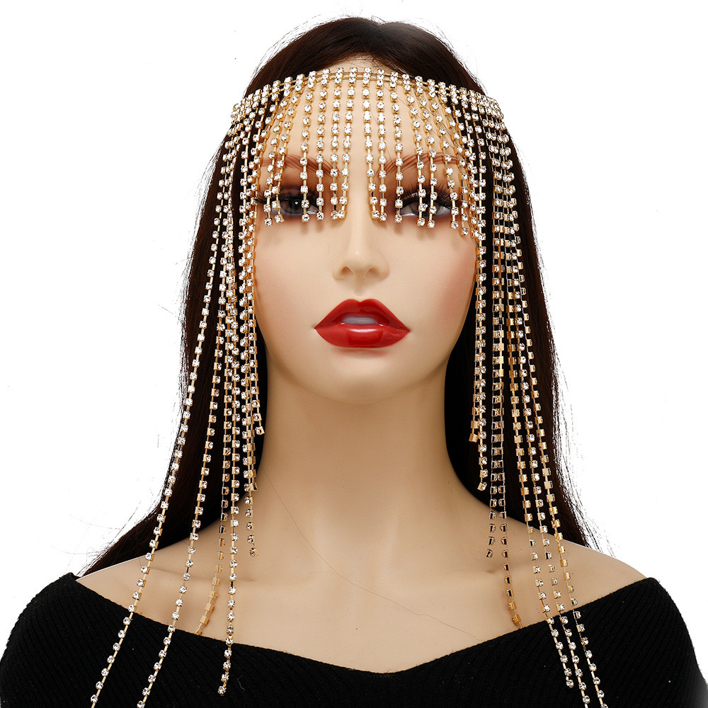 Wedding Hair Accessory Luxury Crystal Rhinestone Head Chain With Fringe Design